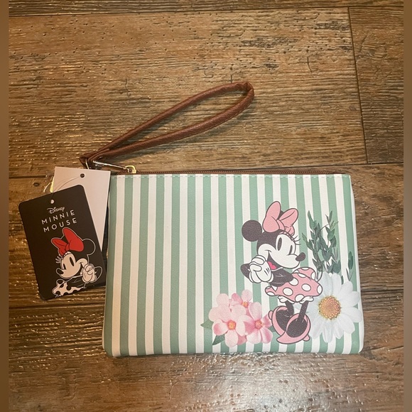 NWT Disney Minnie Mouse Green Stripe Wristlet - Picture 2 of 4